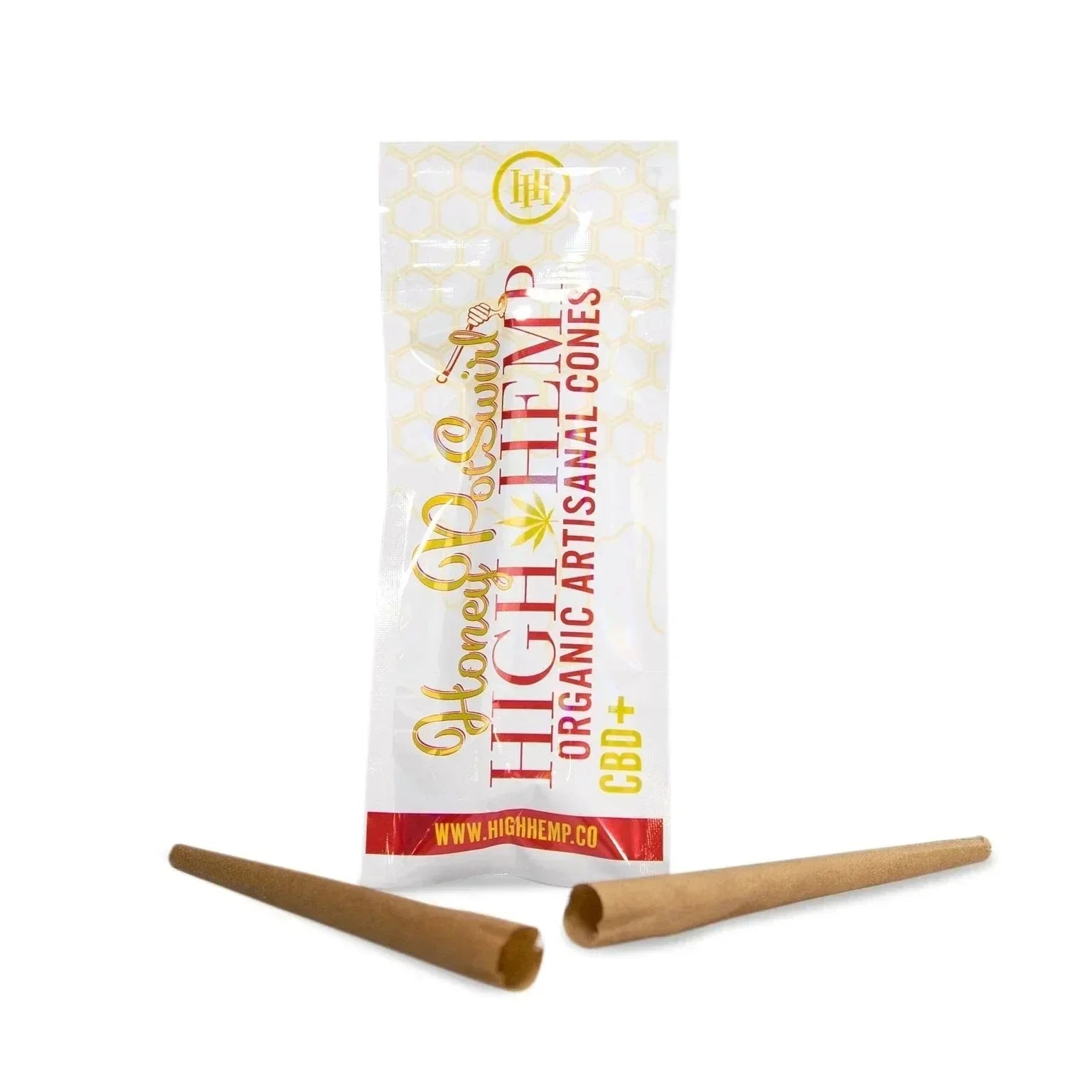 High Hemp Honey Pot Swirl organic CBD+ pre-rolled cones with packaging