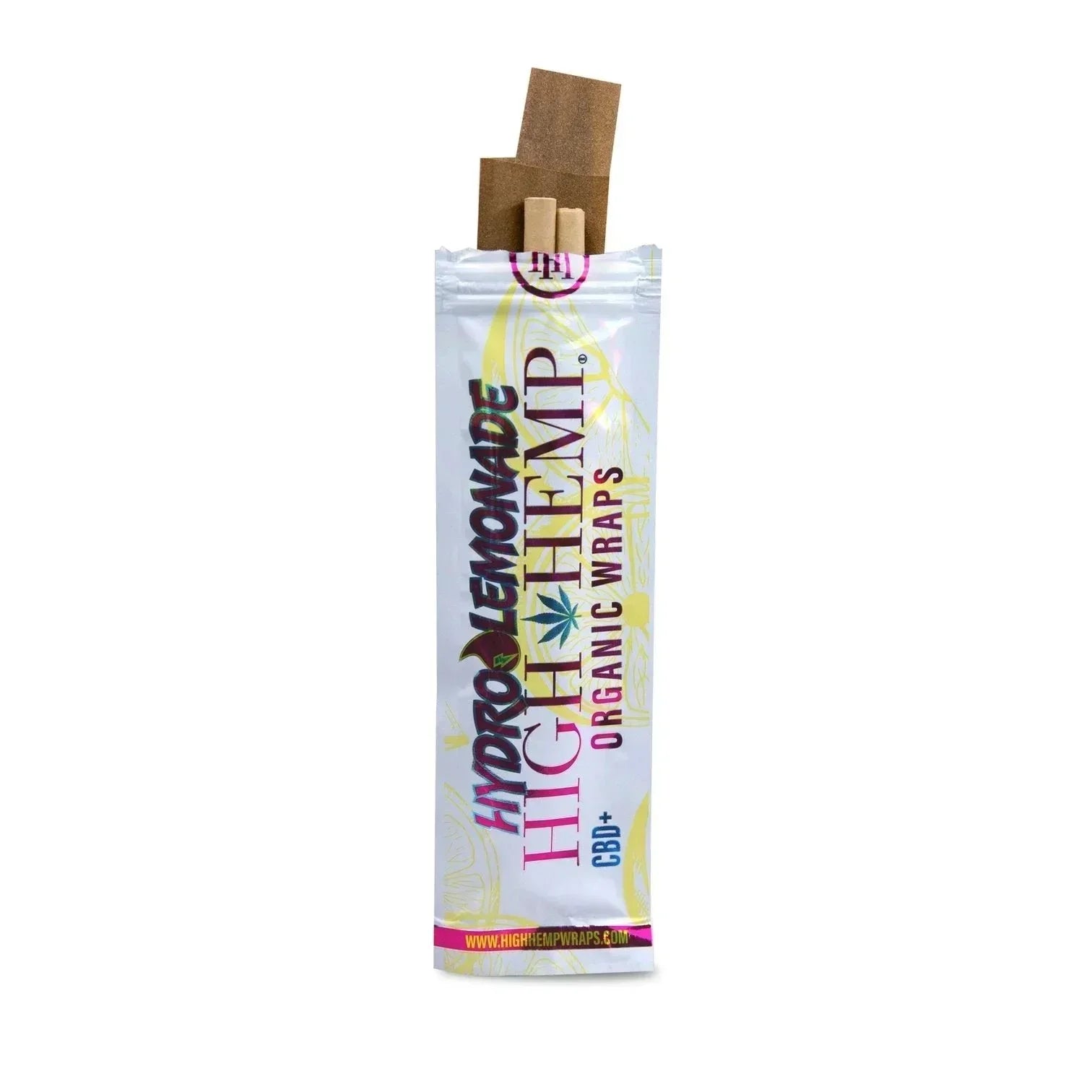 Hydro Lemonade High Hemp organic wraps CBD+ in white packaging with wraps visible