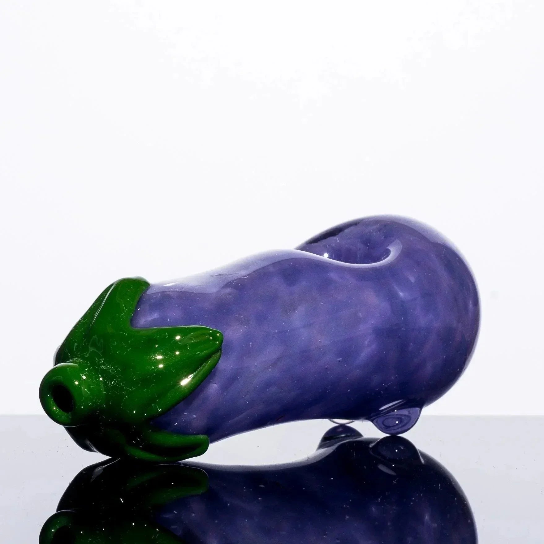 Purple and green glass eggplant pipe, heady glass art for smoking accessories