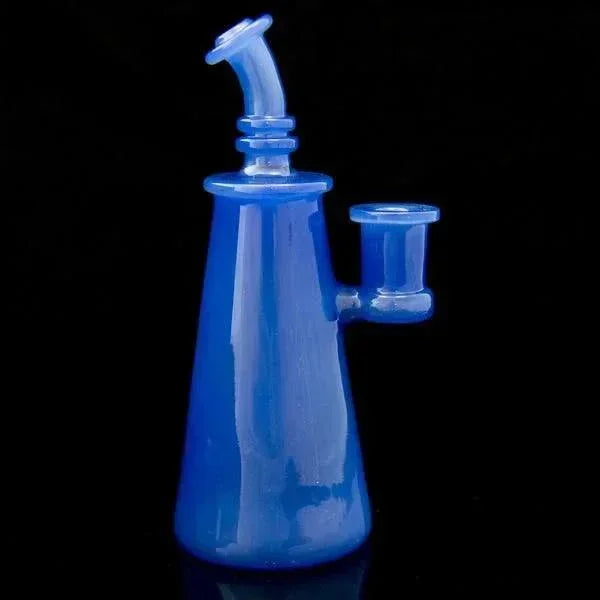 Blue glass bong with sleek design and side carb for smoking accessories