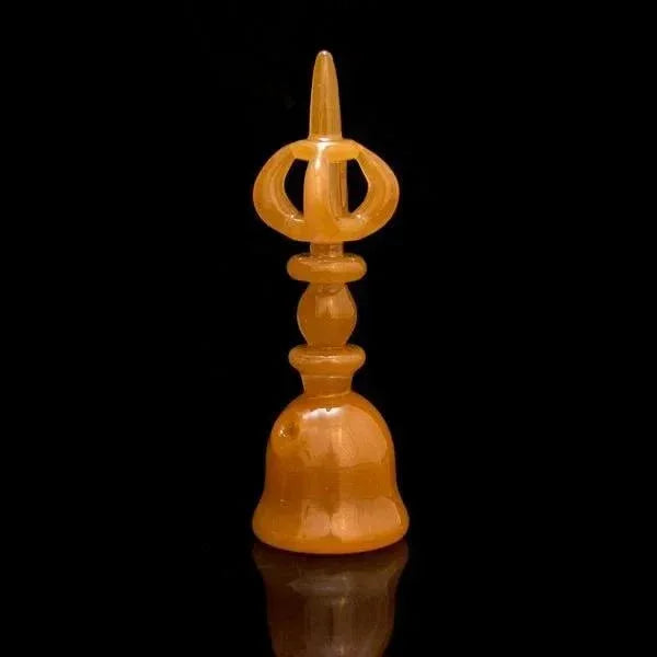 Amber glass pipe with intricate design, heady glass art for smoking accessories