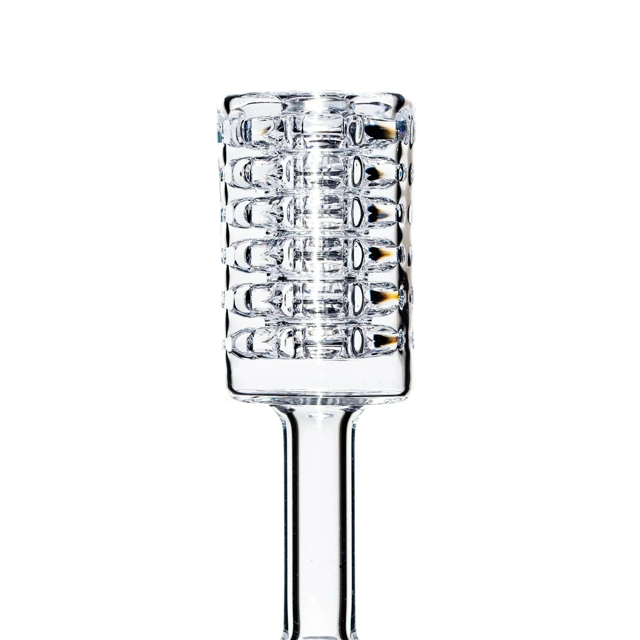 Clear glass diamond knot six stack dab nail with 10mm joint on white background