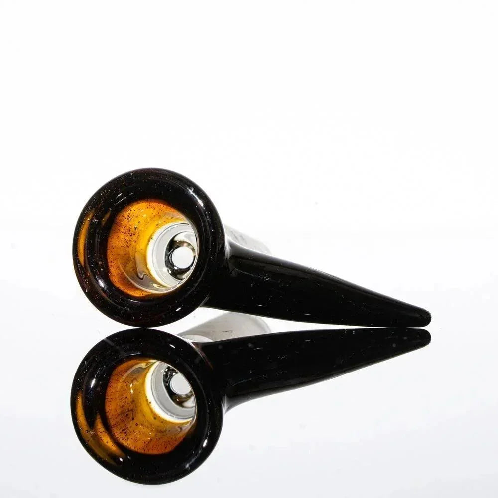 Amber and black glass slide bowl with single hole for water pipe