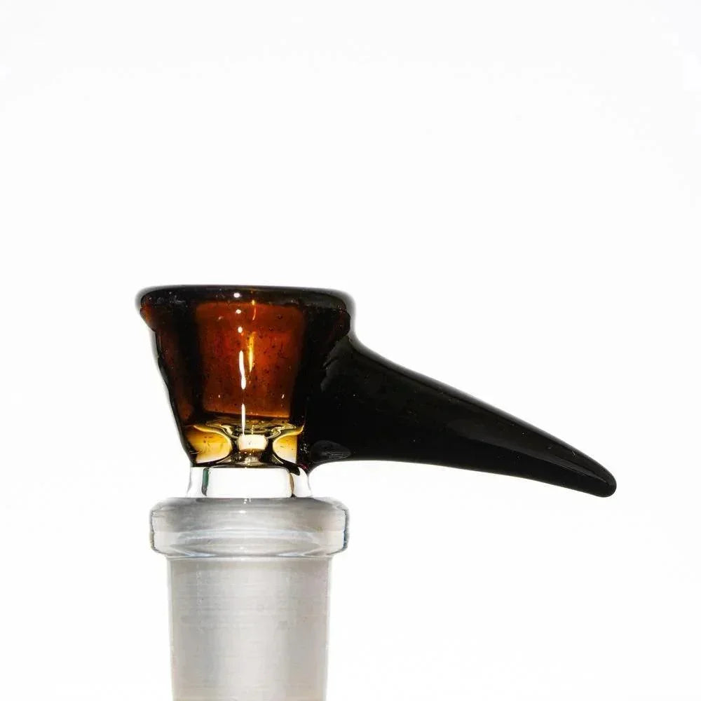 Amber glass 14mm single hole slide bowl with side handle for water pipe