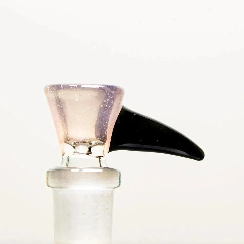 14mm pastel glass slide bowl with single hole and black handle for water pipe