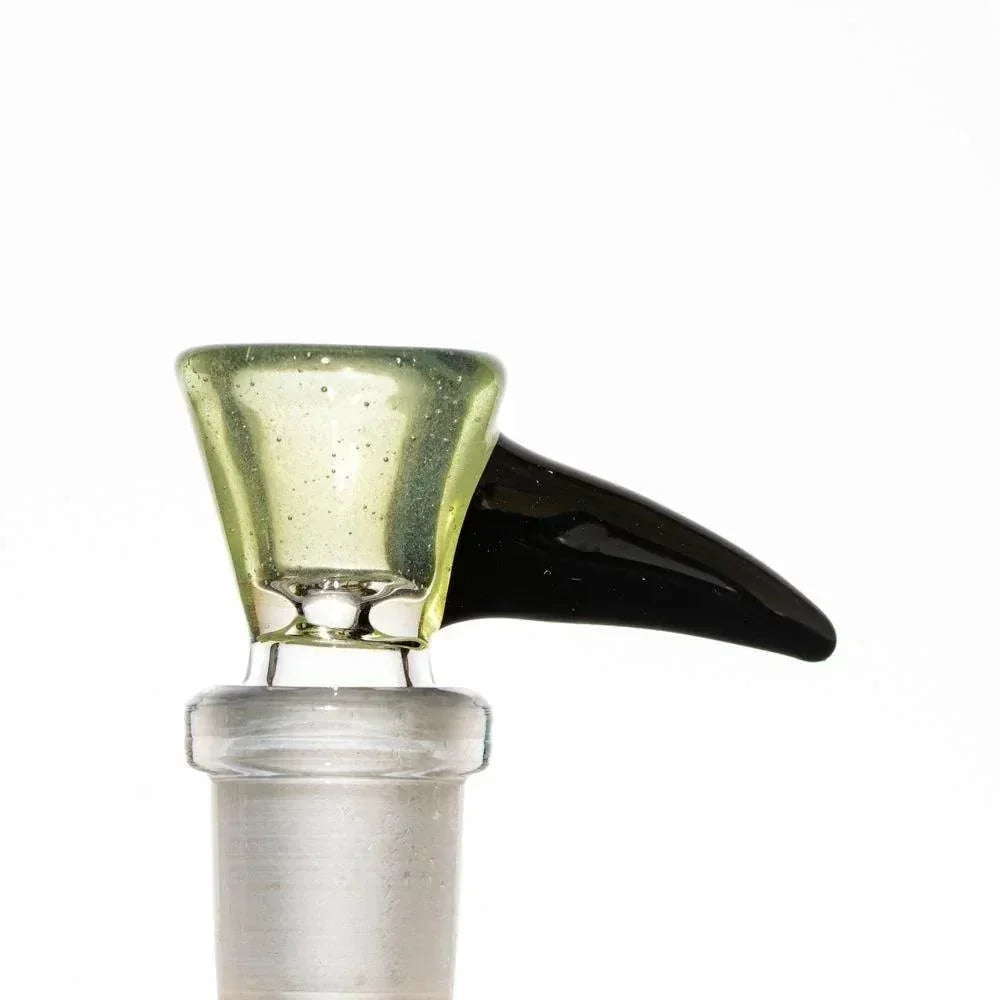 Pastel green glass 14mm single hole slide bowl with black handle for water pipe
