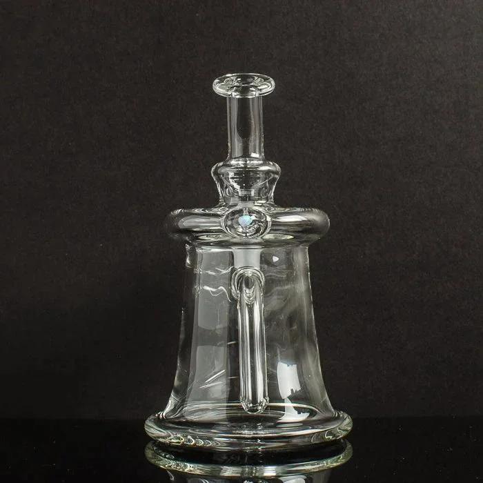 Clear glass bong with blue accent, sleek design for vaporizers and heady glass collections