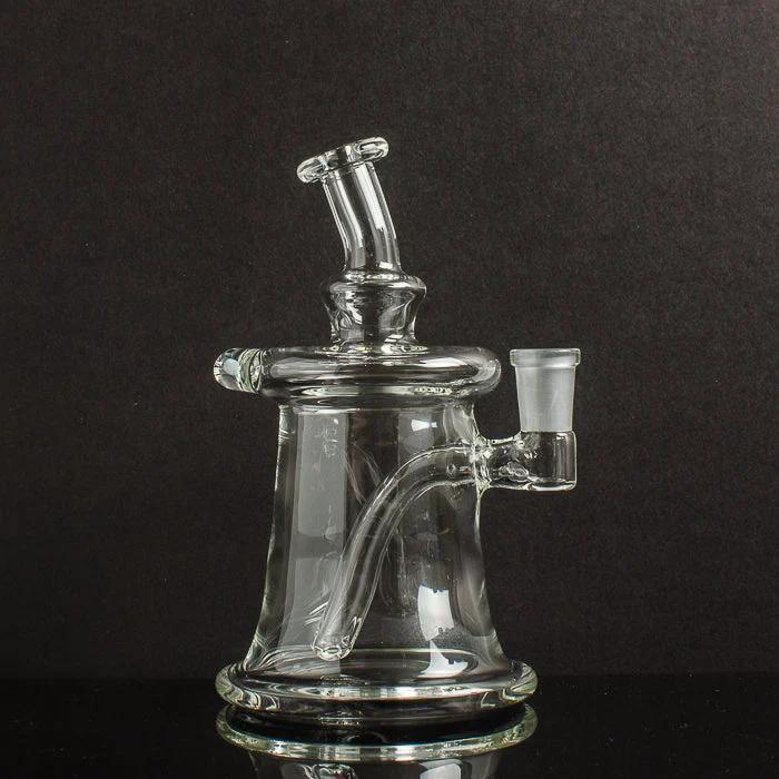 Clear glass bong with curved neck and side carb, ideal for heady glass collectors