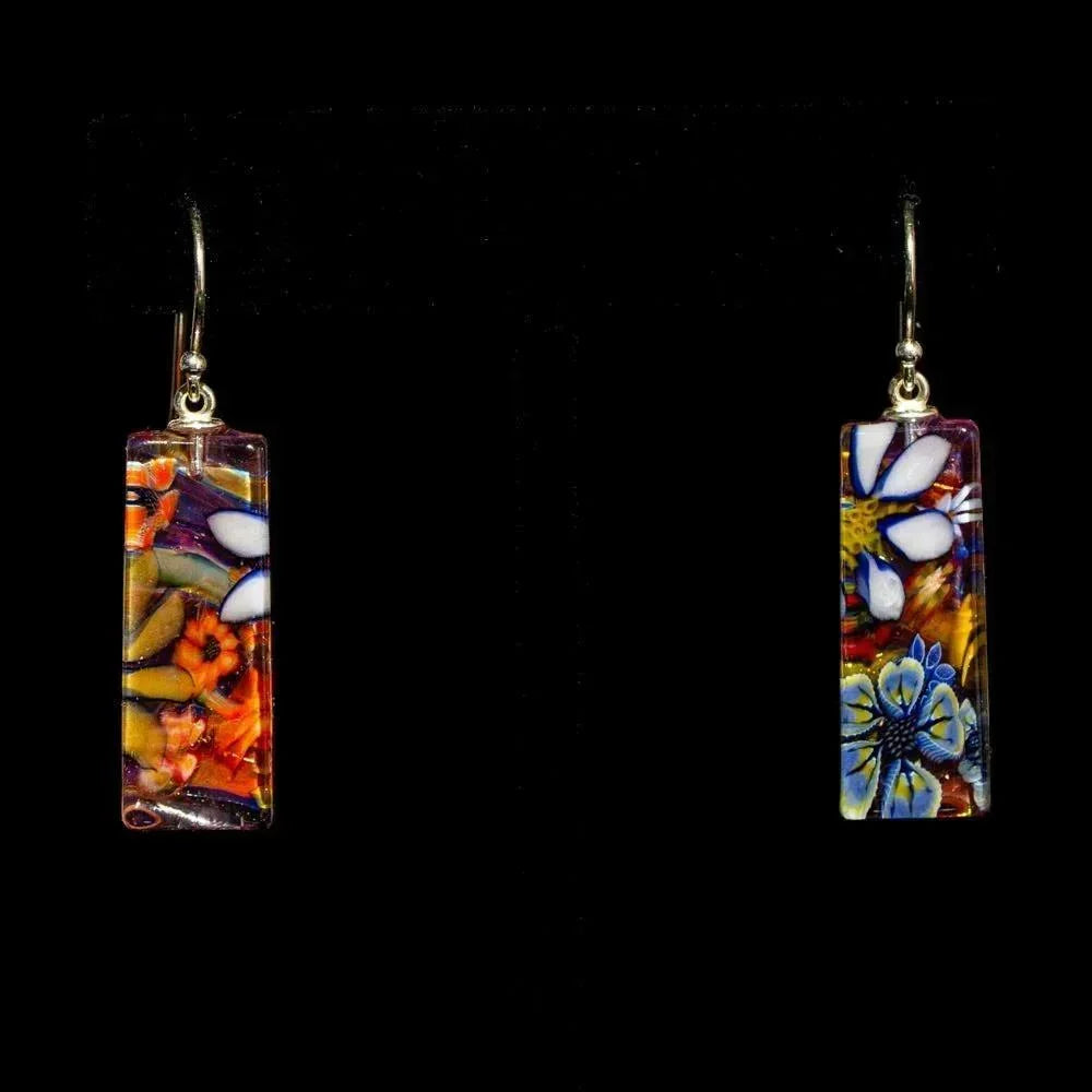 Kevin O'Grady - Floral Millifiore Rectangle Earrings #1