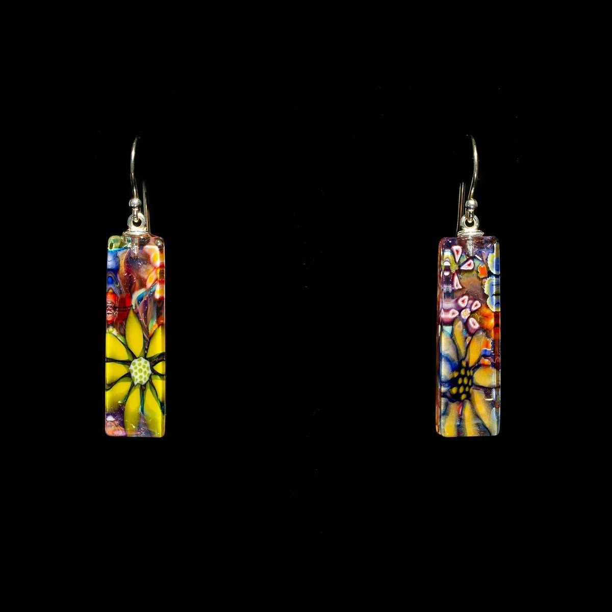 Kevin O'Grady - Floral Millifiore Rectangle Earrings #2