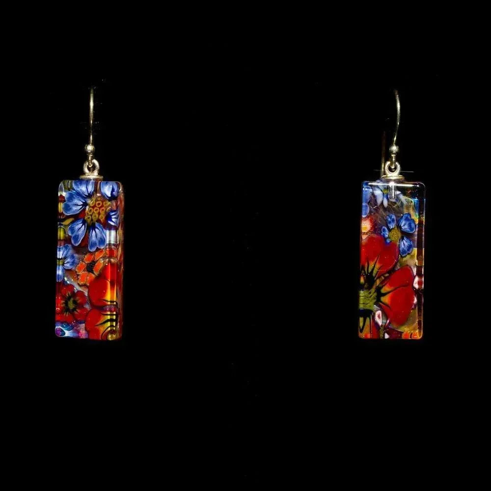 Kevin O'Grady - Floral Millifiore Rectangle Earrings #4