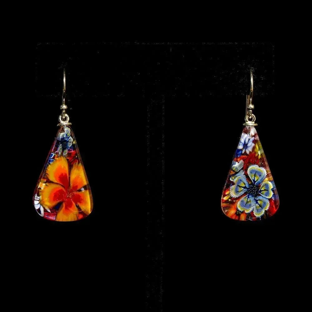 Kevin O'Grady - Floral Millifiore Teardrop Earrings #1