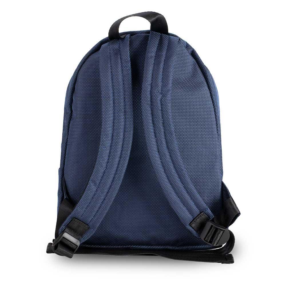 Mini backpack in midnight navy color, shown from the back with adjustable straps