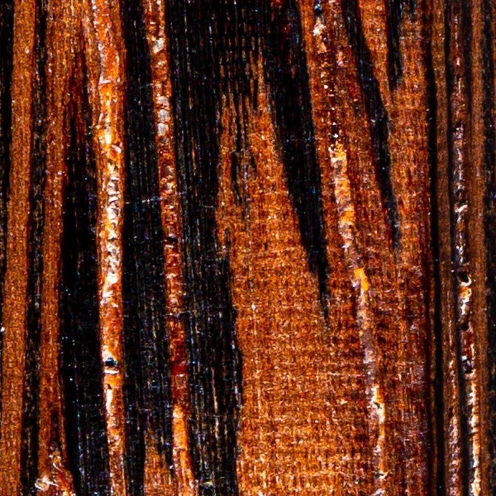Close-up of exotic dark and light striped wood grain texture swatch.