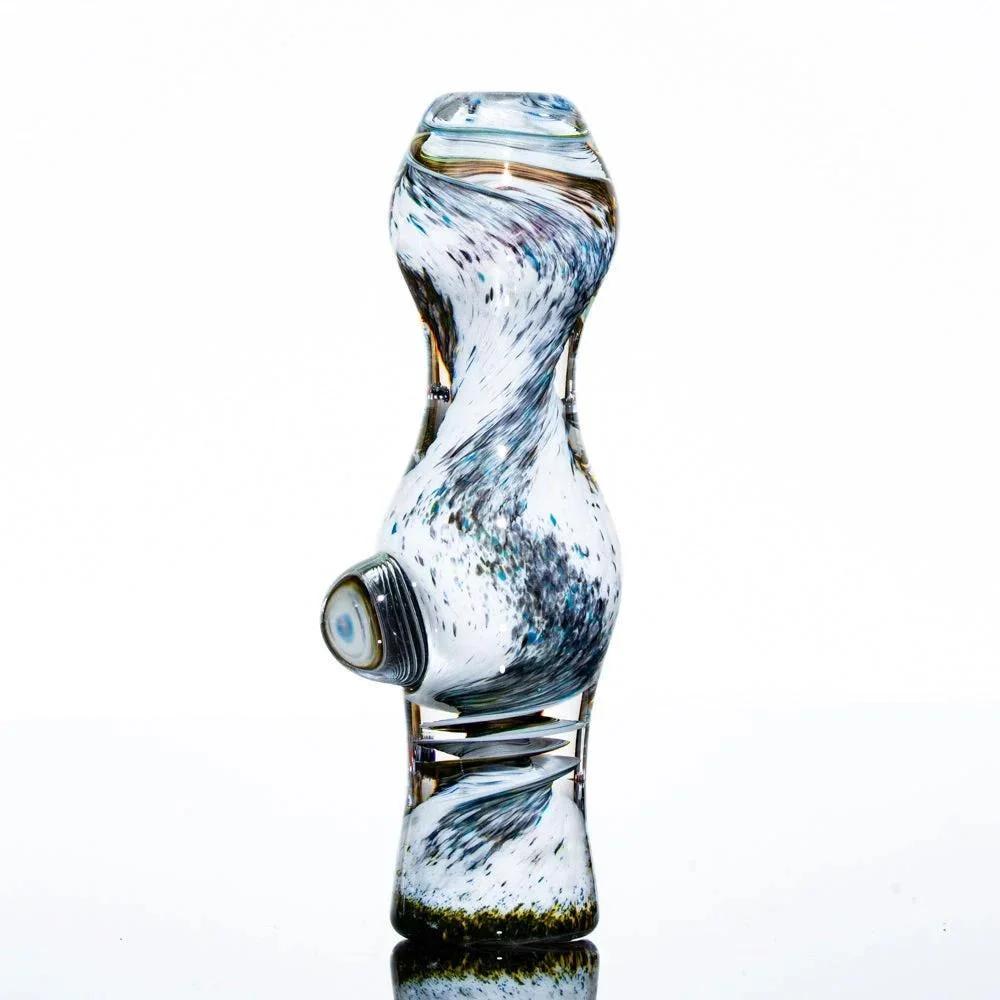 Plug A Nug - Green & White Frit Chillum