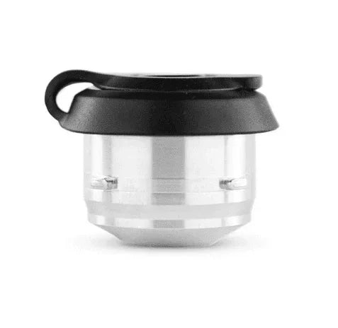 Puffco Peak Pro chamber with black silicone lid for vaporizer, shown on white background