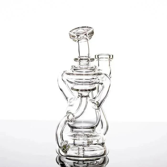 Clear glass bong with intricate percolator design, heady glass piece for smoking