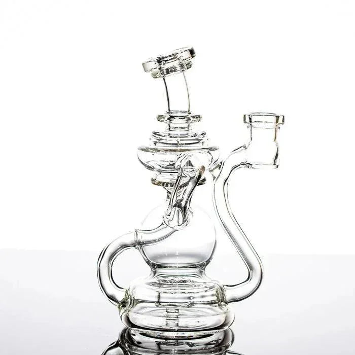 Clear glass bong with dual arms and percolator, showcasing intricate heady glass design for smoking