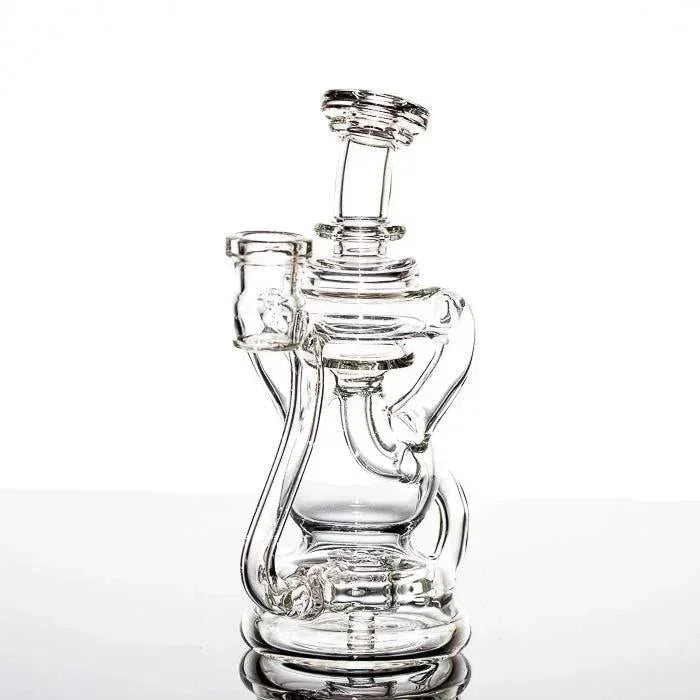 Clear glass bong with intricate percolator design and dual arms, ideal for heady glass collectors