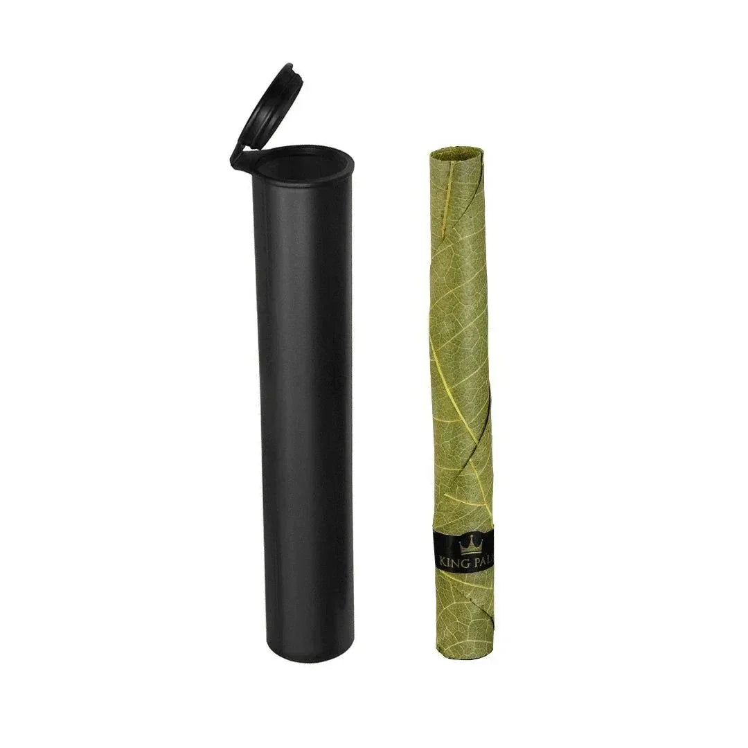 Single King Palm leaf wrap with black storage tube, empty and upright