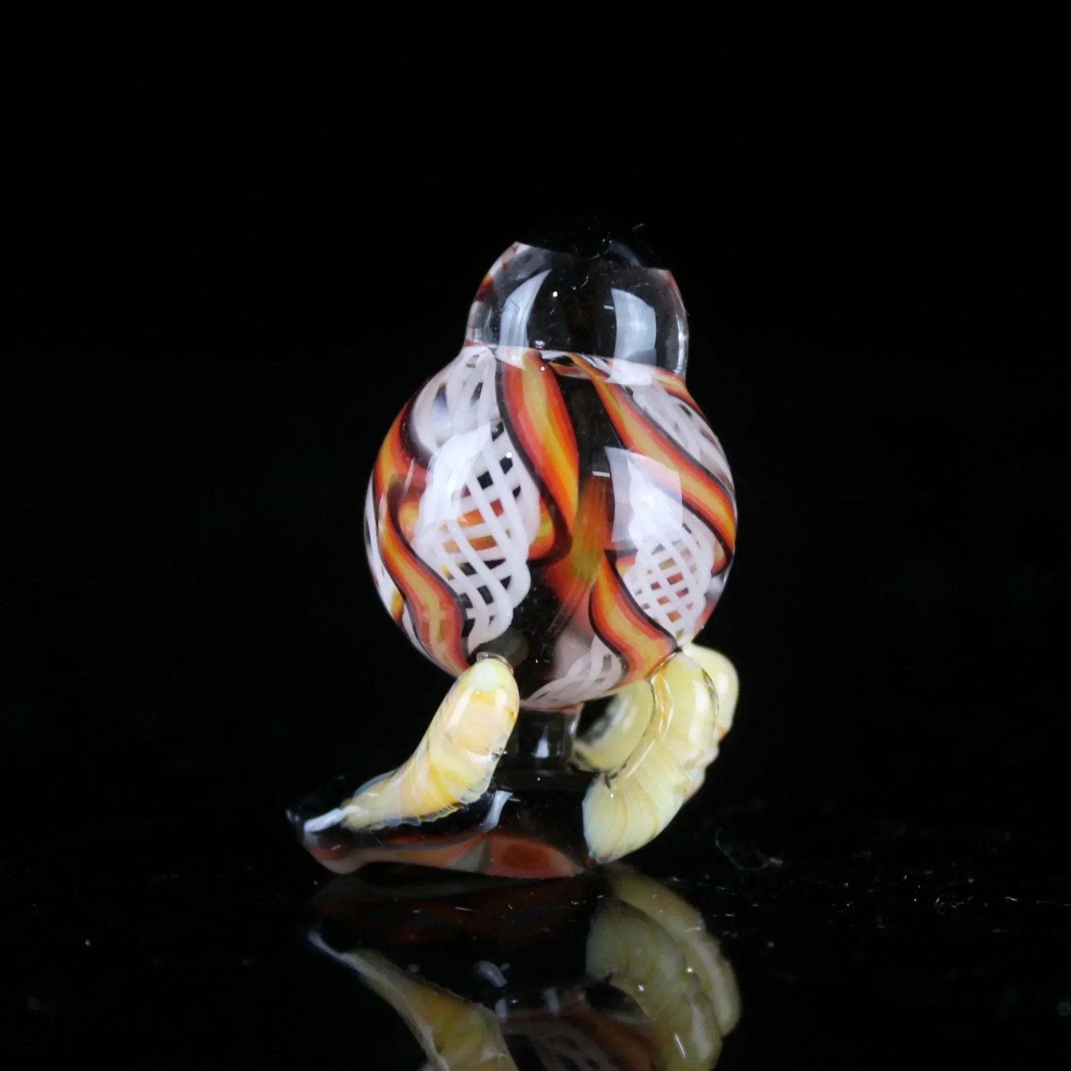 Desert Night Slurper marble with fine line latticino design, vibrant orange and white glass art accessory