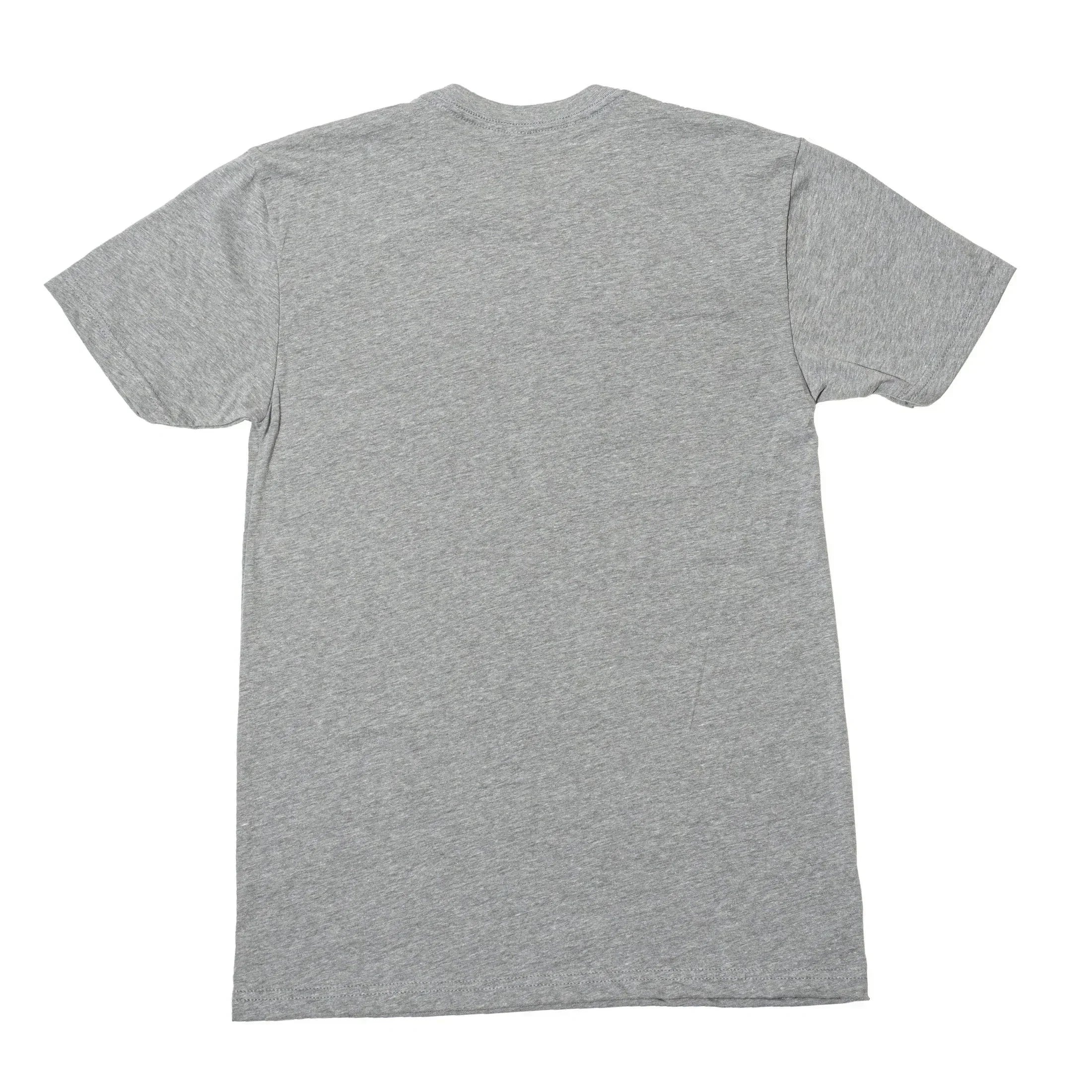 Gray heather short sleeve t-shirt back view, plain design for casual wear