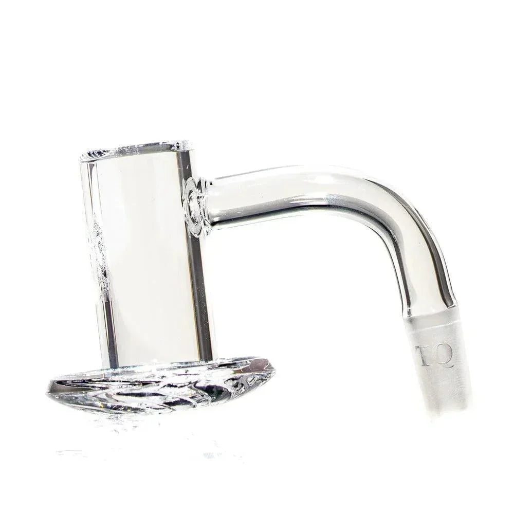 Clear quartz glass terp blender banger with angled neck for concentrate rigs