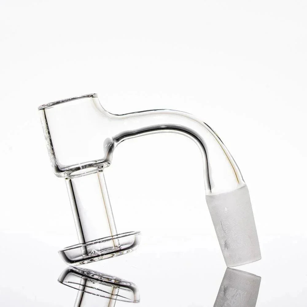 Clear quartz terp slurper banger for concentrate rigs on a white background
