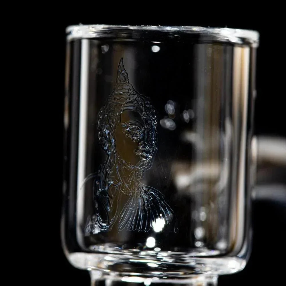 Quartz terp slurper banger with engraved Buddha design for dab rig or concentrate vaporizer