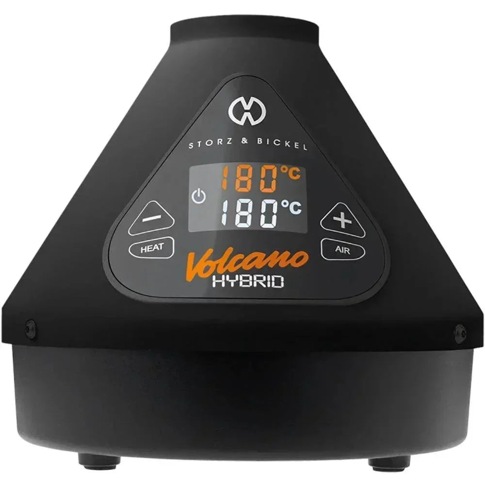 Volcano Hybrid vaporizer with digital display, temperature controls, and black cone design