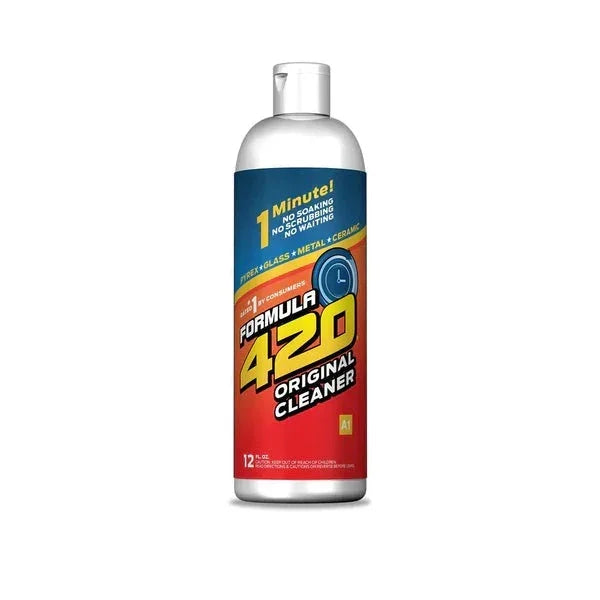 Formula 420 Original Cleaner 12oz bottle with red and blue label for glass, metal, ceramic