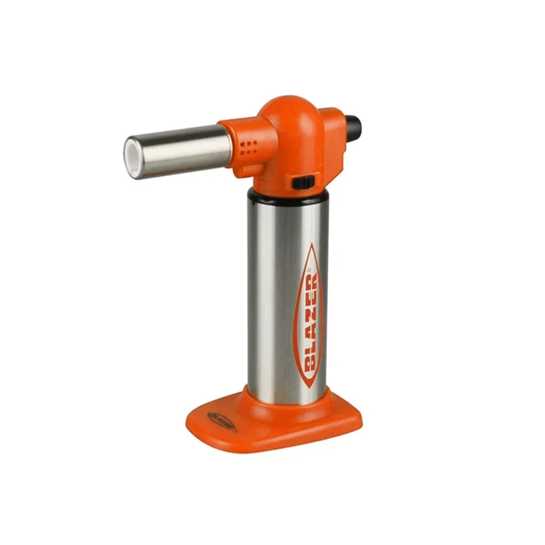 Orange and stainless steel Blazer torch lighter for glass pipes and vaporizers