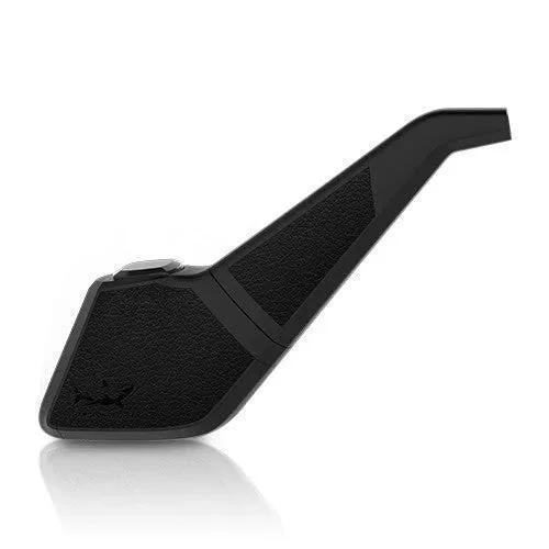 Modern black hand pipe with angular design, textured finish, and flat mouthpiece.