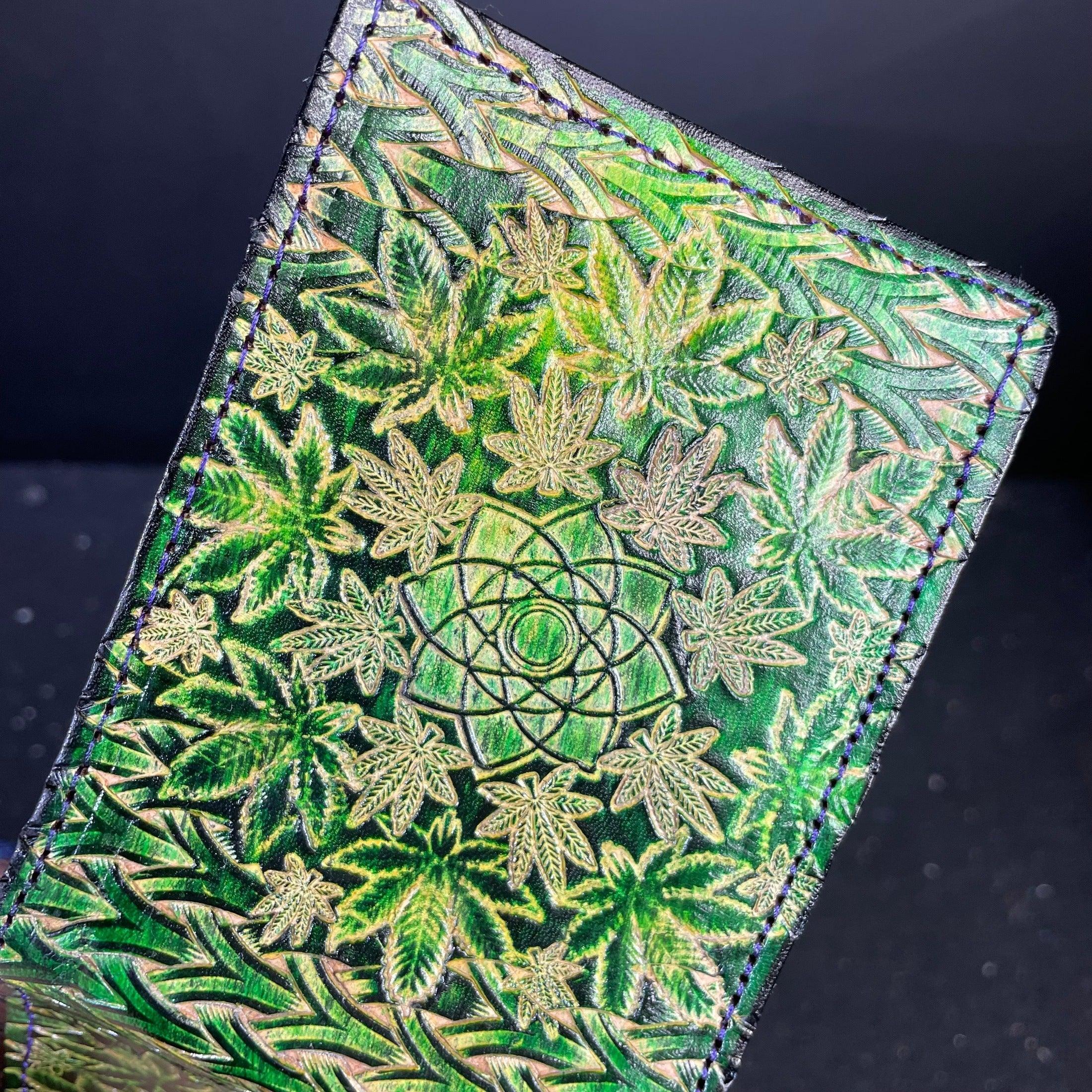 Lost Sailor Leather - Green Leaf Sacred Geometry Wallet