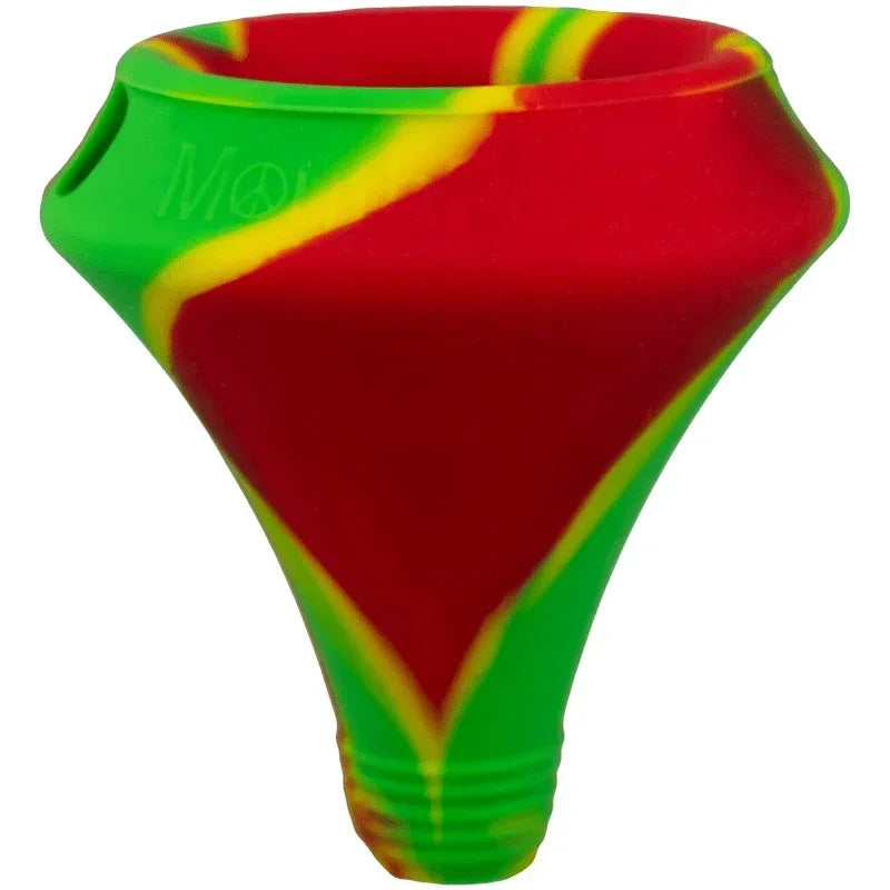 Rasta-colored silicone dab tool with peace symbol, ideal for vaporizers and glass pipes