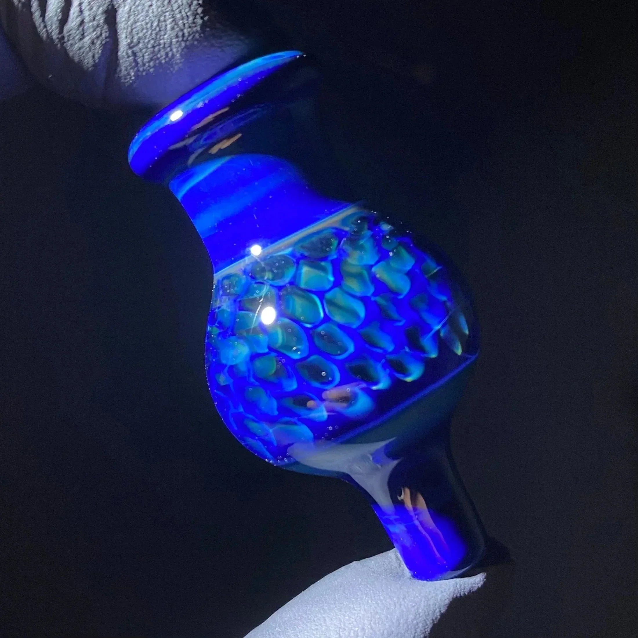 Beak Glass - Intense Blue Green Bubble Cap