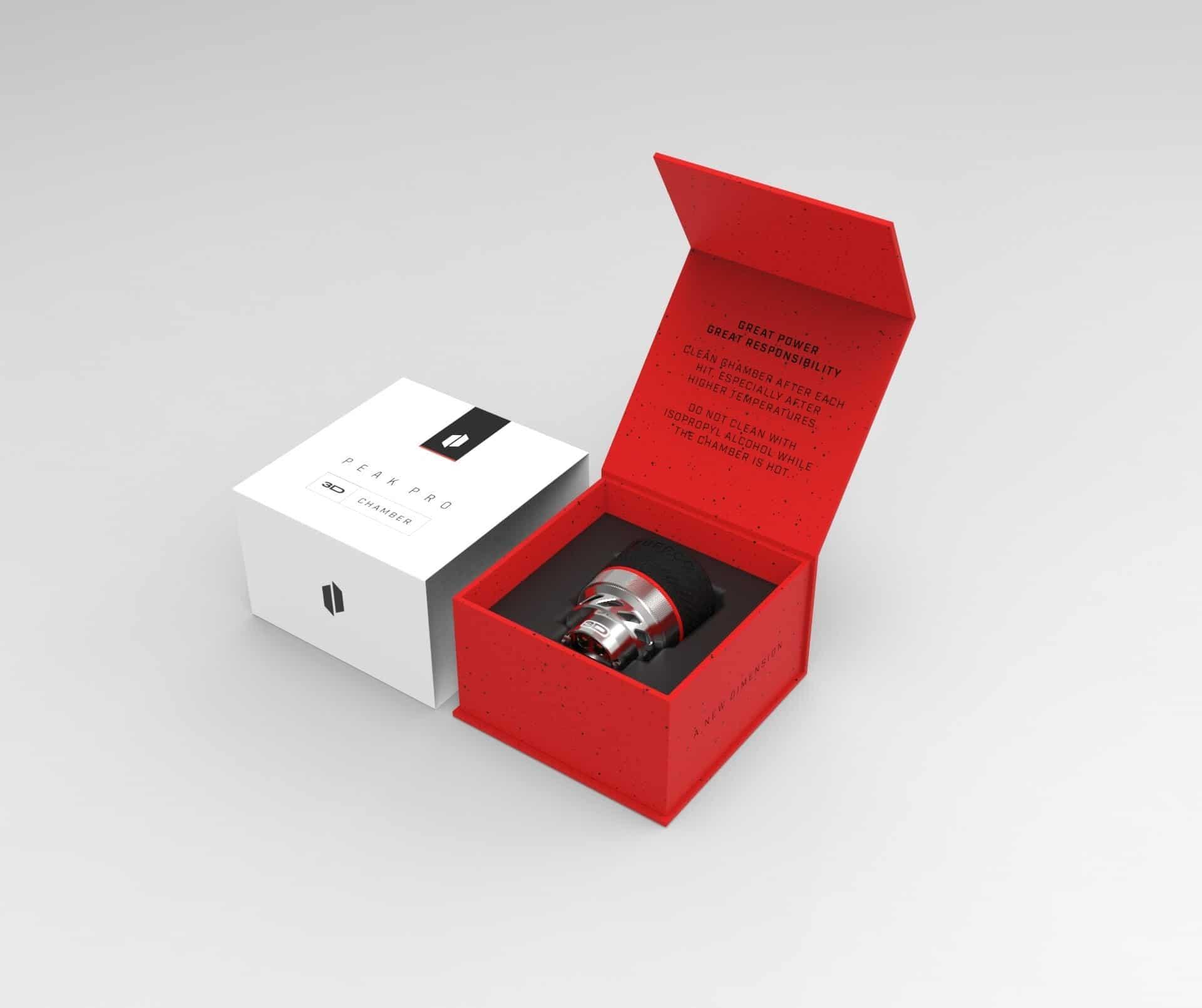 Puffco Peak Pro 3D Chamber in red and white box, ceramic vaporizer accessory
