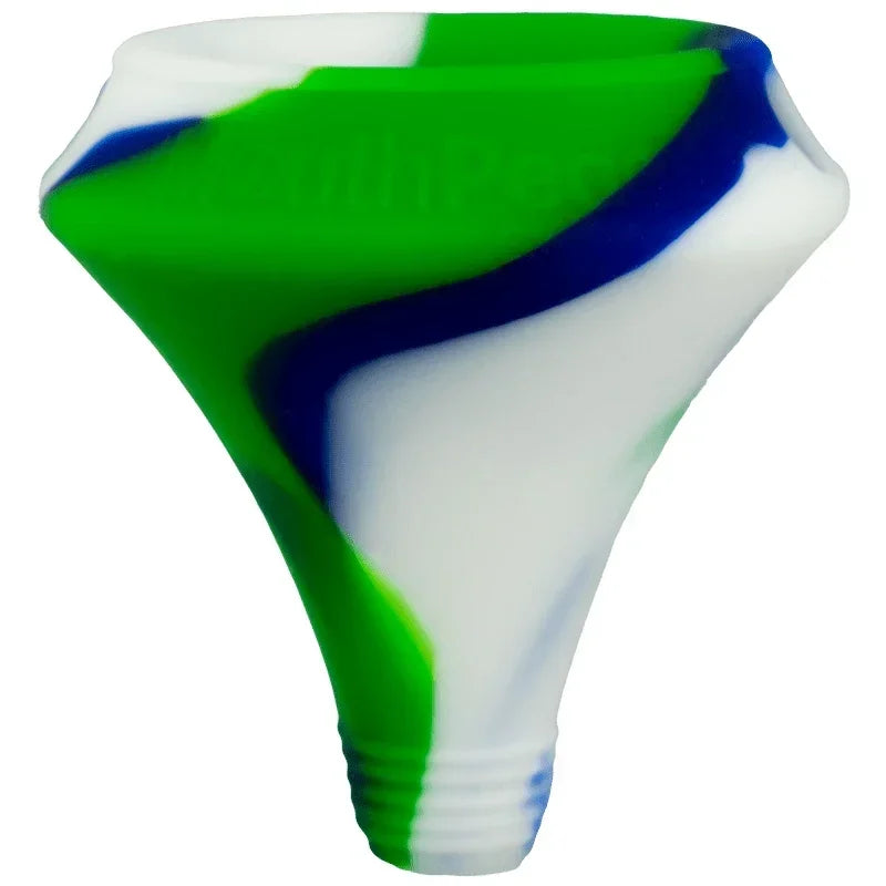 Green, white, and blue swirled silicone Puffco mouthpiece for vaporizers