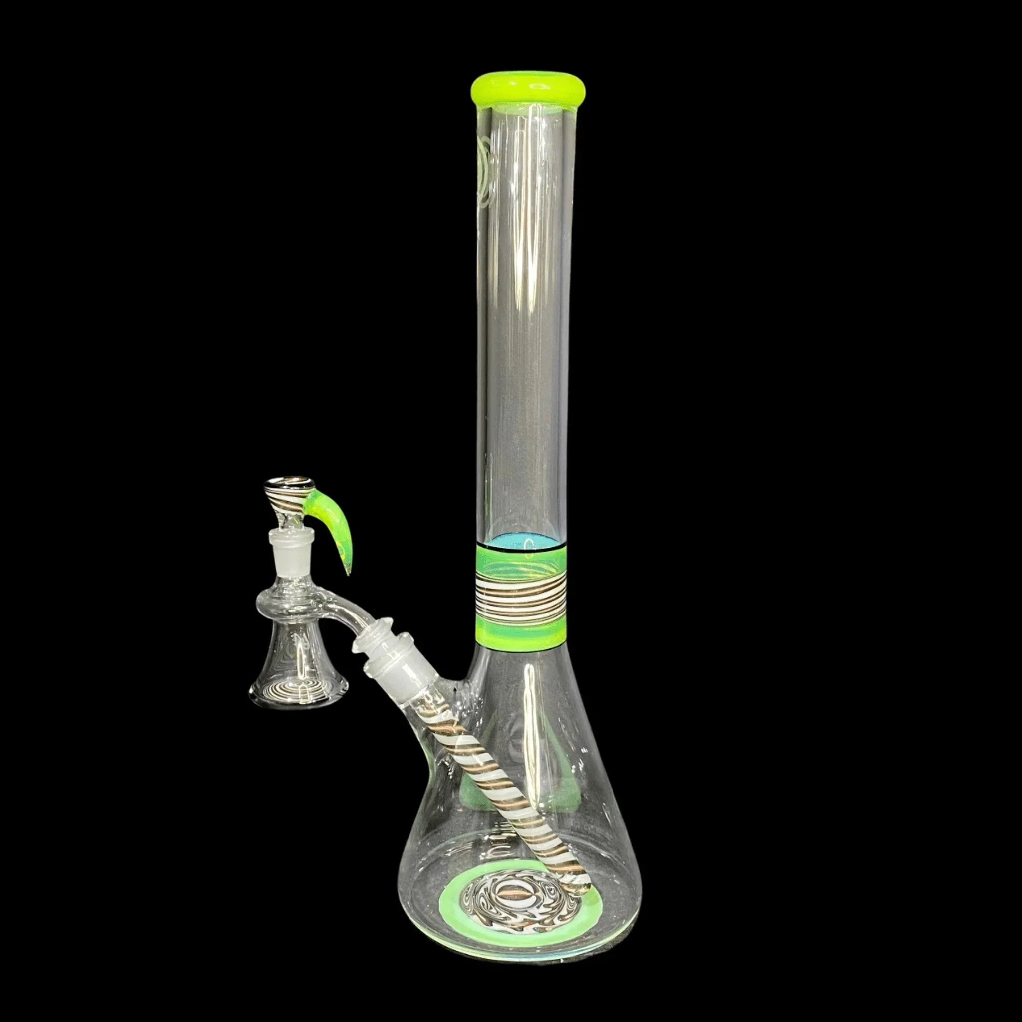 OJ Flame - Green Slyme & Unobtainum Linework 16" Beaker w/ Ash Catcher