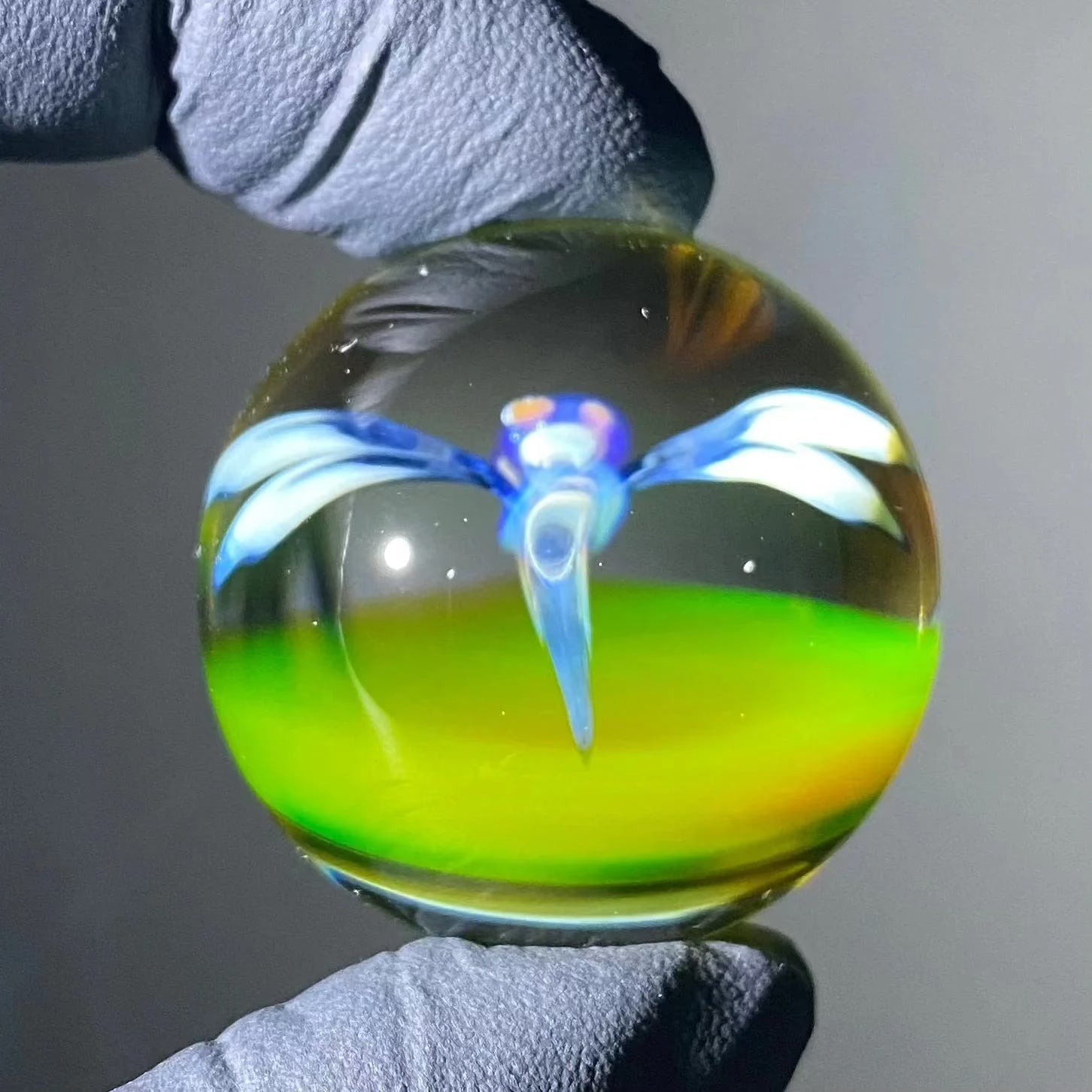 Florin Glass - Medium Citrine Dragonfly 32MM Marble