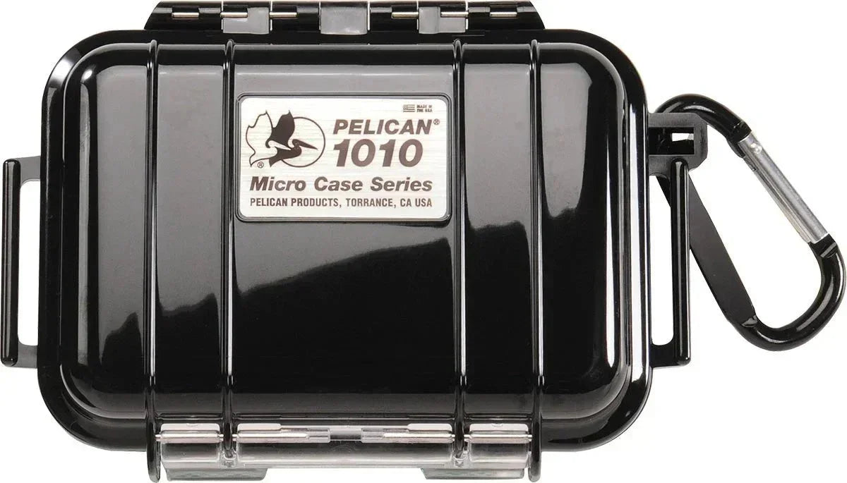 Pelican 1010 Micro Case Series black waterproof protective case with carabiner