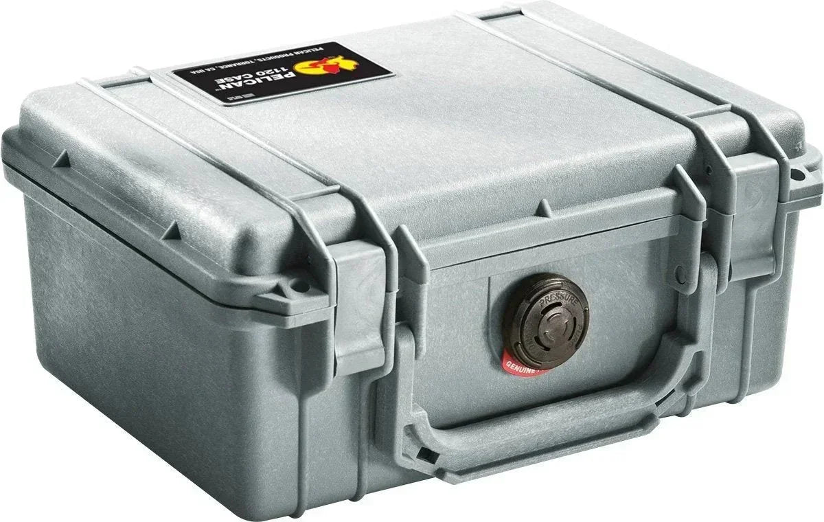 Pelican 1120 case with pressure relief valve and secure latches for durable storage