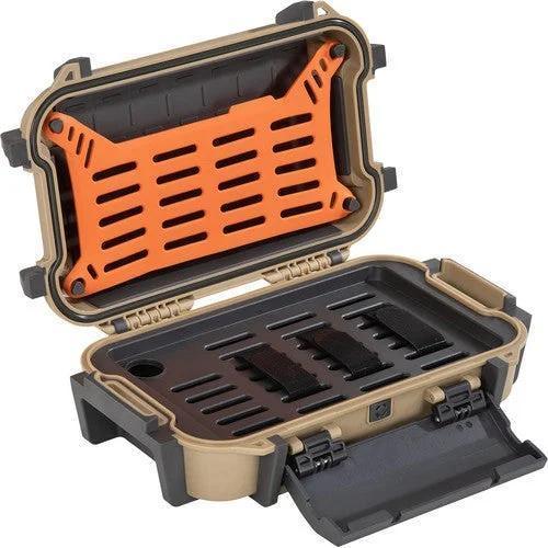 Tactical hard case with orange interior, modular slots, and secure latches for gear storage