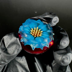 Florin Glass - Mármol de flores azul y amarillo