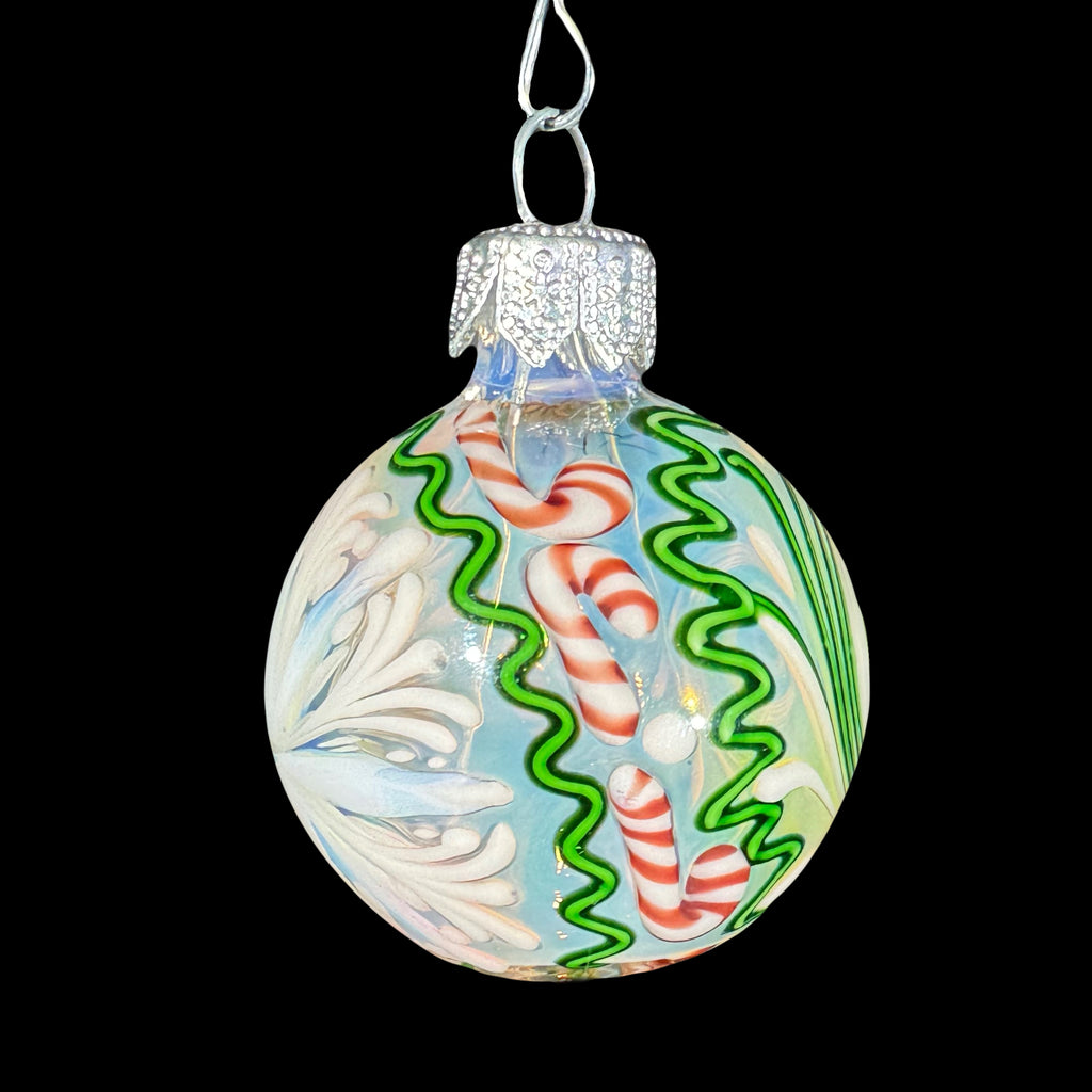 Holiday Ornament Collection: Firekist - Moonstone Snowflake Candy Cane Ornament Pipe