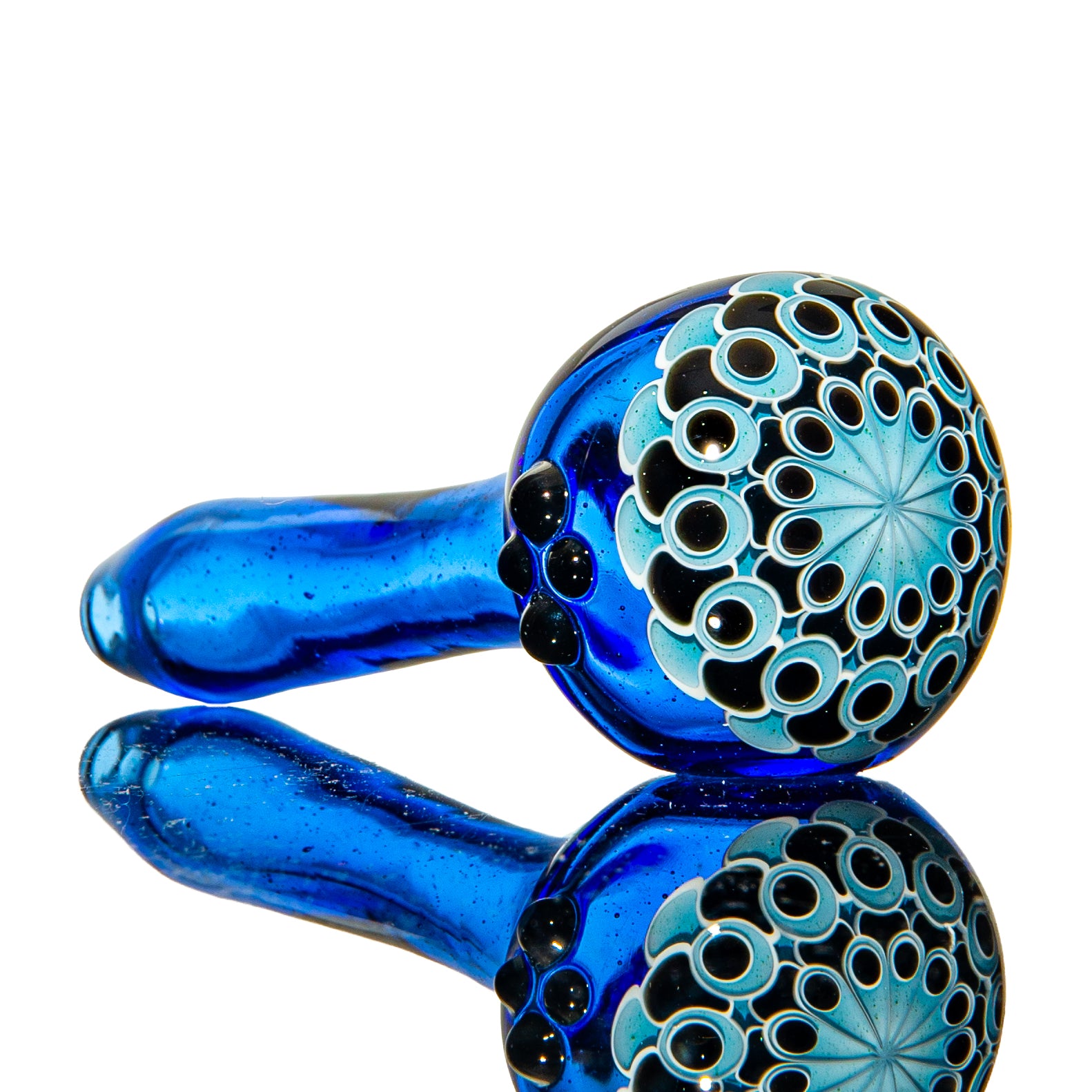 Olour Glass - Black & Light Blue Dotstack Cobalt Spoon