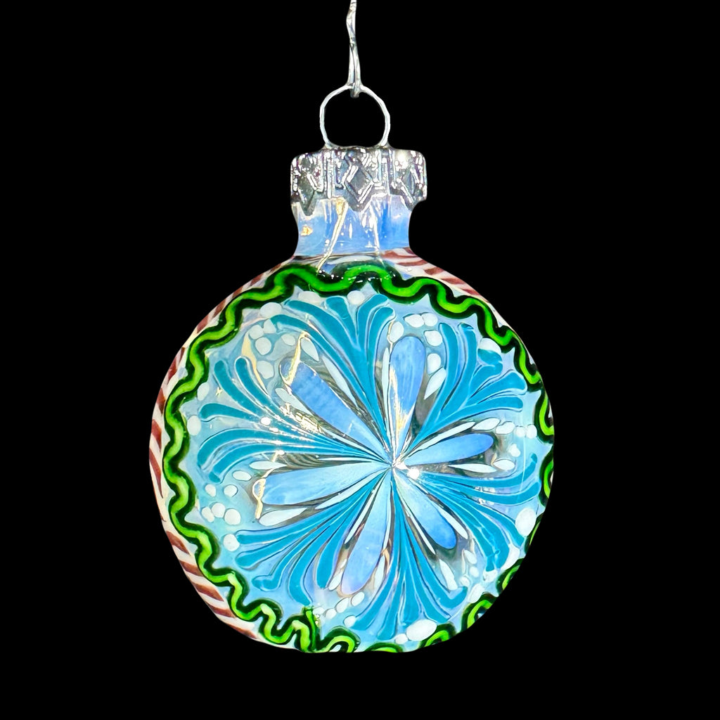 Holiday Ornament Collection: Firekist - Blue Snowflake Candy Cane Ornament Pipe