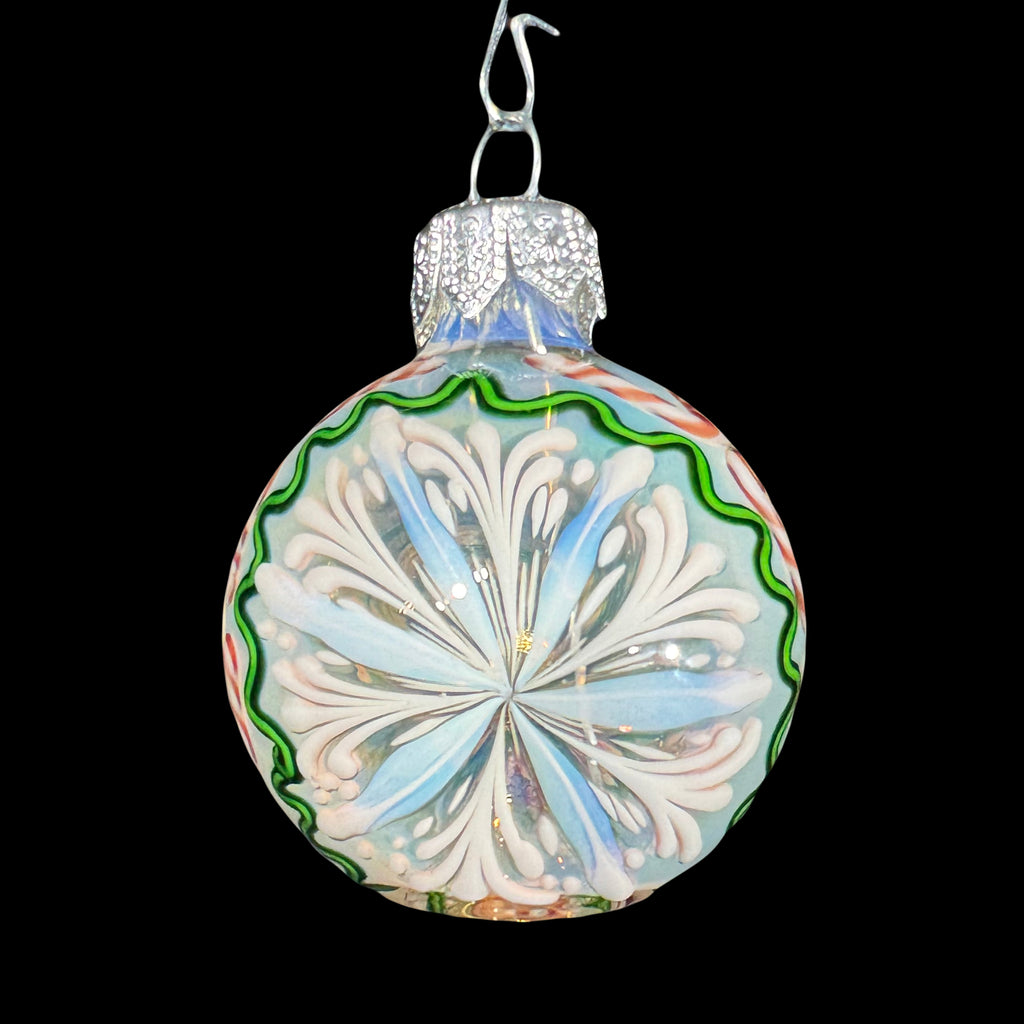 Holiday Ornament Collection: Firekist - Moonstone Snowflake Candy Cane Ornament Pipe
