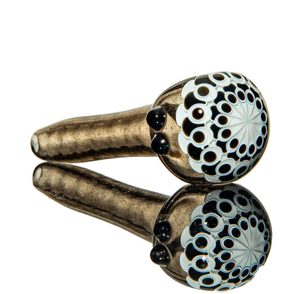 Olour Glass - Black & White Dotstack Black Spoon