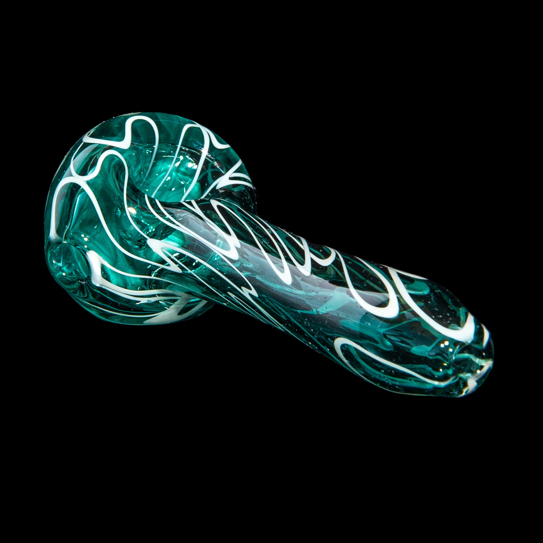 Olour Glass - Light Blue & Black Dotstack Teal Scribble Spoon